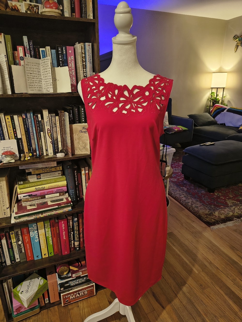 Red Sleeveless Cutout Neckline Sheath Dress NWT
